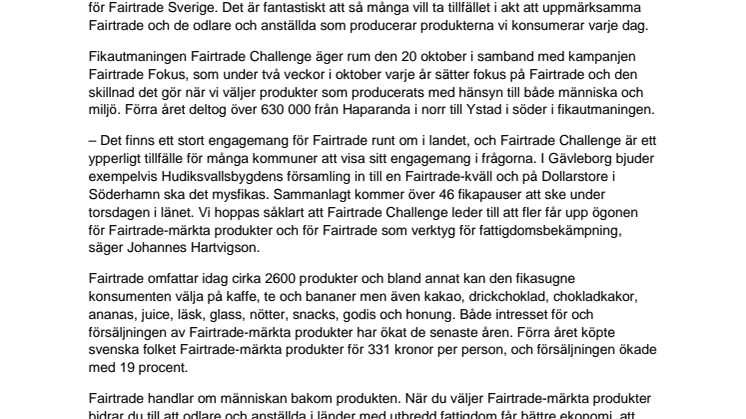 Över 4700 gävleborgare deltar i årets stora Fairtrade-fika