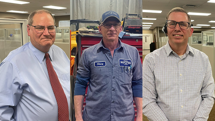 From left: Yanmar America Warranty Analyst Larry Azdell, Stacy Blubaugh from Holmes Rental & Sales Inc., and Roger Wilson from Yanmar America’s service team, were awarded for their exceptional contributions to the company and its customers.