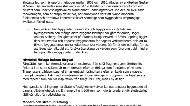 Slottsstallet i Rosersberg - ny konferensanläggning med högt kulturvärde