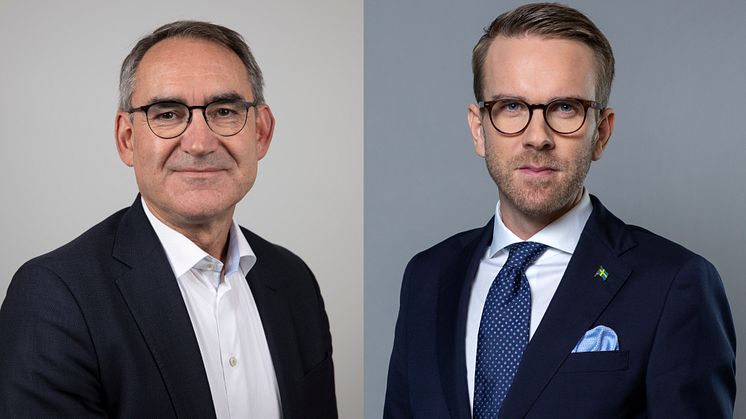 Roberto Maiorana, generaldirektör för Trafikverket, och infrastrukturminister Andreas Carlson träffar hela vägsektorn på På Väg den 4 mars. Foto: Elin Gårdestig/Trafikverket och Kristian Pohl/Regeringskansliet
