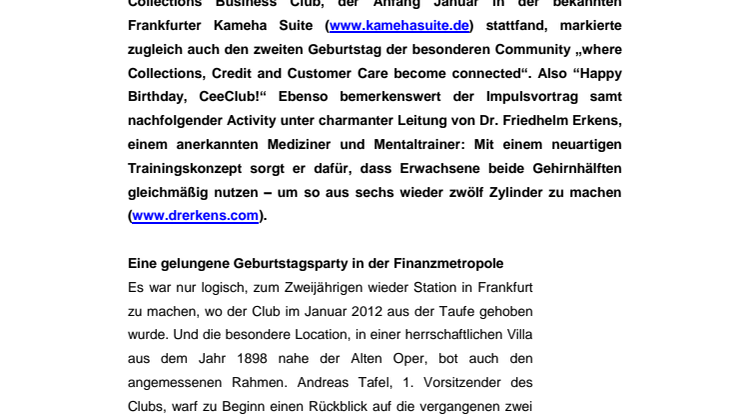 Happy Birthday Collections Business Club: Mit 12 Zylindern im Kopf ins neue Jahr