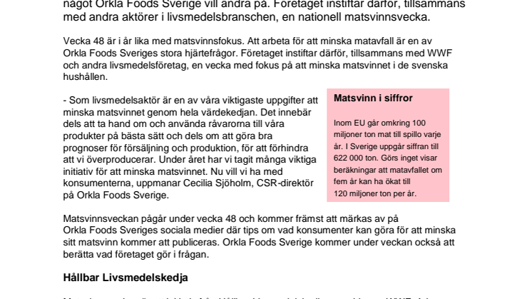 Matsvinnsveckan sätter fokus på överskottet