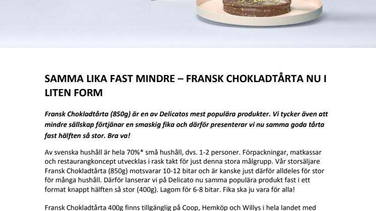 SAMMA LIKA FAST MINDRE – FRANSK CHOKLADTÅRTA NU I LITEN FORM