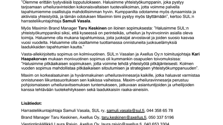 SUL ja Maxim yhteistyöhön