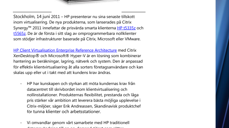 HP gör klientvirtualisering enklare, smartare och flexiblare 