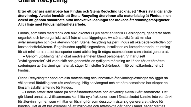 Findus hittar återvinningslösningar med Stena Recycling
