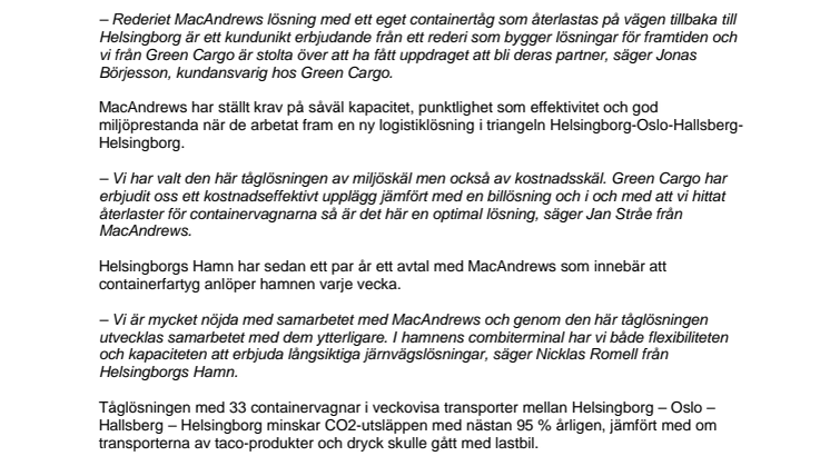 ​Rederiet MacAndrews tar tåget