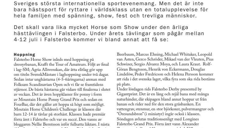 Detta händer på Falsterbo Horse Show 2015