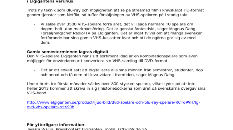 VHS-spelaren fortfarande populär 