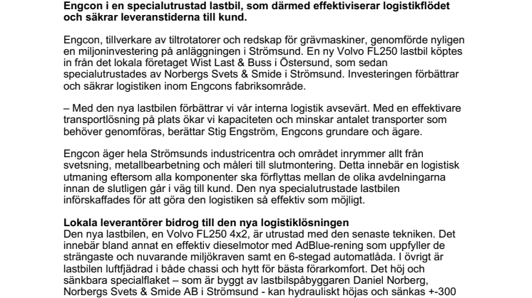 210629_Press_Engcon vässar internlogistiken i Strömsund för att möta en ökad global efterfrågan