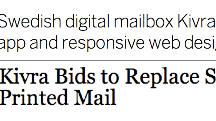 The Wall Street Journal och The Next Web uppmärksammar lanseringen av den digitala brevlådan Kivra