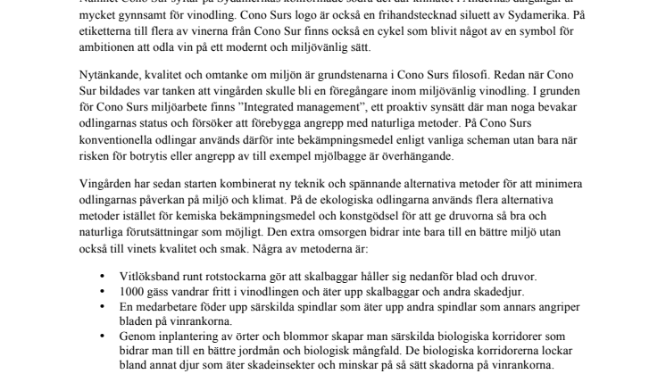 Bakgrund och fakta: Cono Sur
