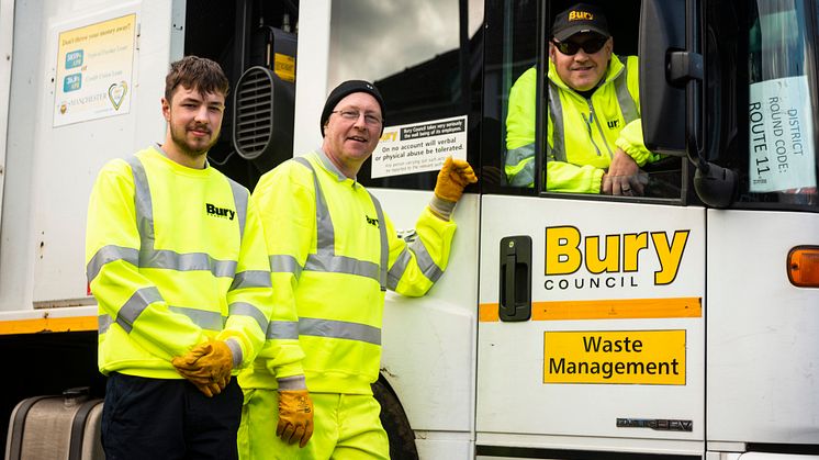 Crew members (from left) Thomas Nolan, Michael Wilkinson and driver David Edwards.