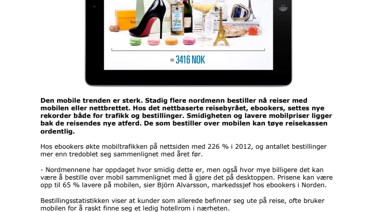 Tredobbel økning i mobile reisebestillinger