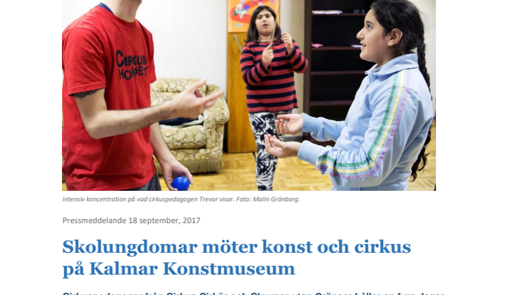 Skolungdomar möter konst och cirkus  på Kalmar Konstmuseum