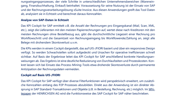Neues Tool ermittelt KPIs im SAP-Rechnungseingang