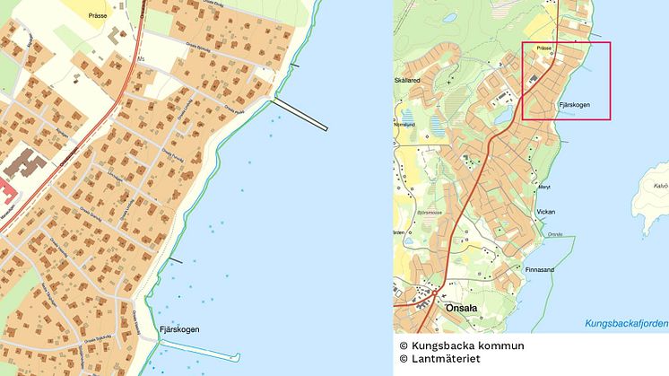 Karta över Fjärskogen i Onsala