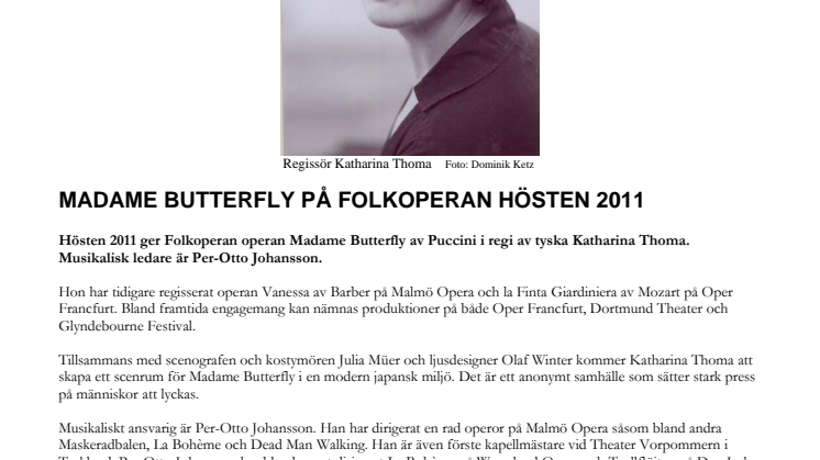 Madame Butterfly på Folkoperan hösten 2011