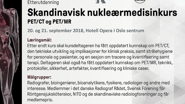 Skandinavisk nukleærmedisinkurs om PET/CT og PET/MR