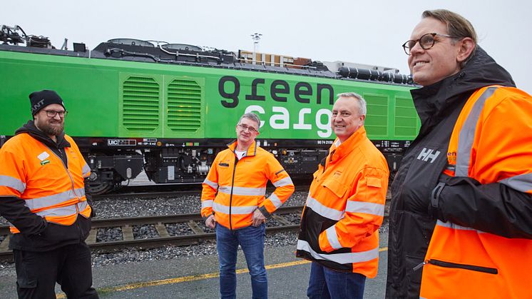 Bjørn Nordby-Kringli (Tågdriftschef), Bengt Fors (VD), Christian Sesvold (Head of production planning) og Gøran Cerny (Lokförare) MBR-201209-00754