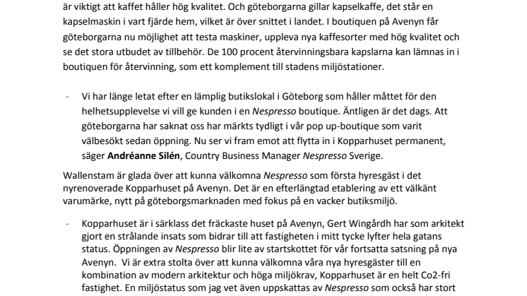 ​Ny smak på Avenyn - Nespresso öppnar boutique i Göteborg