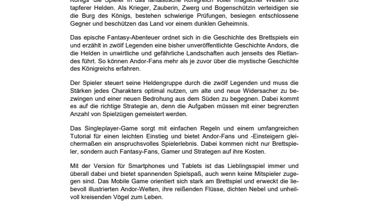 ‚Die Legenden von Andor‘ jetzt als App