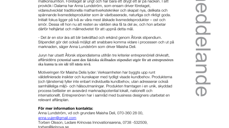 Maisha Deli – en av Sveriges tolv mest innovativa entreprenörer