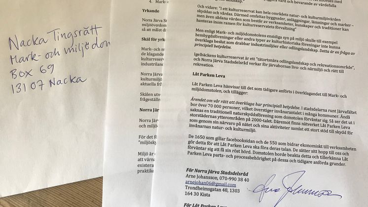 Miljöorganisationer i Järva kräver klagorätt 