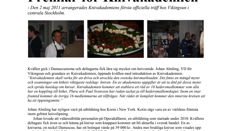 Knivakademiens första officiella träff