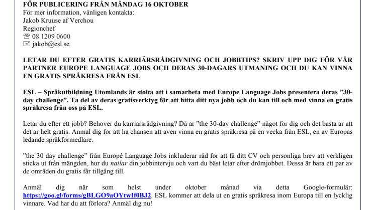 Gratis jobbsökarkurs + chans på gratis språkkurs!