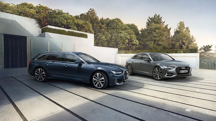 Audi A6 Avant S line (Firmamentblå), Audi A6 Prestige (Kronosgrå)