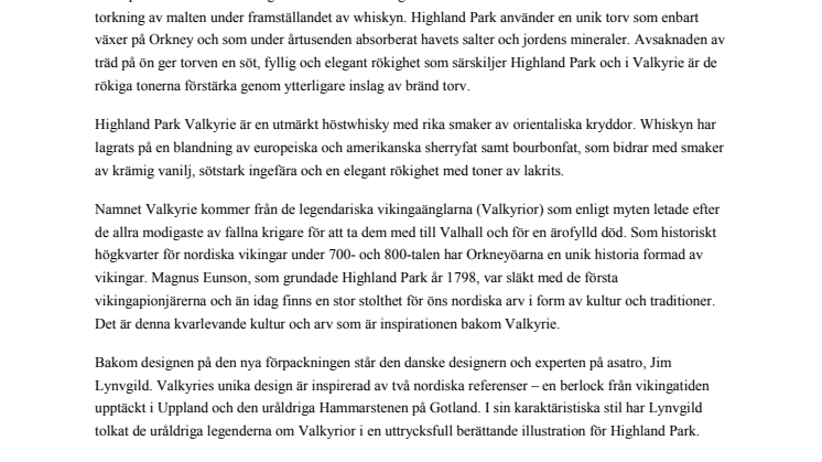 Highland Park lanserar Valkyrie - först ut i ny serie