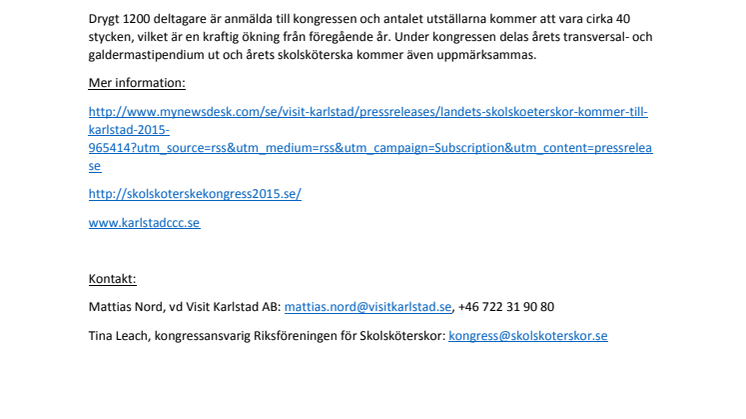 Skolsköterskekongressen 2015 med tema psykisk ohälsa och vaccinationer