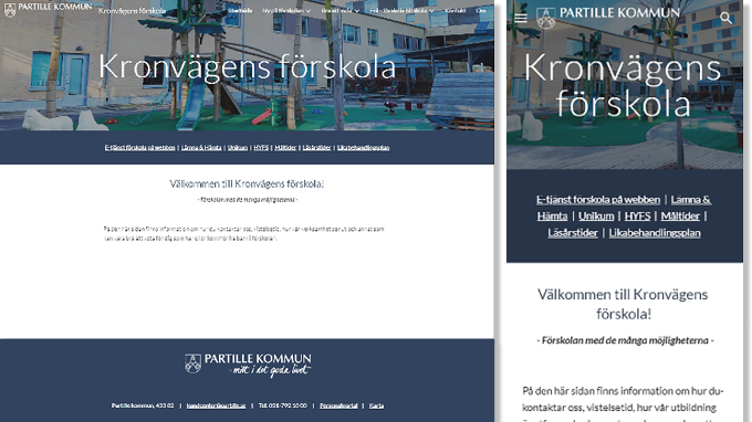 Webbplatserna är responsiva