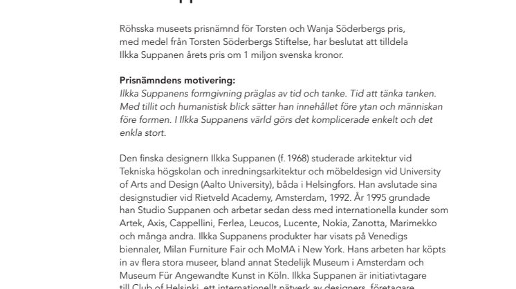 Ilkka Suppanen mottagare av Torsten och Wanja Söderbergs pris 2015