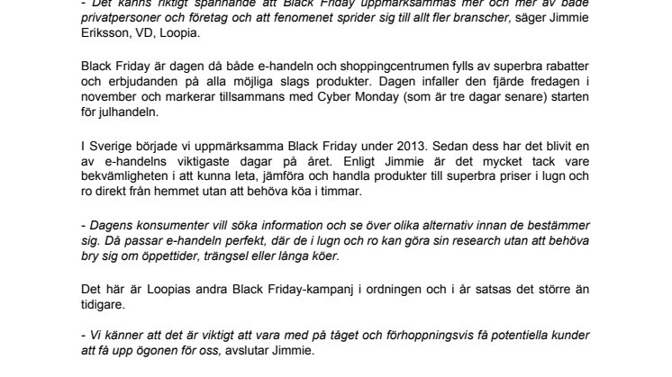 Sveriges största webbhotell Loopia firar Black Friday - i en hel vecka