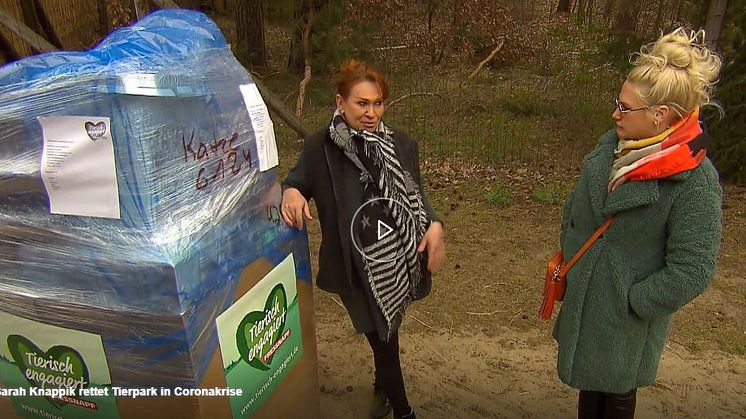 Screenshot aus RTL-Beitrag. Nachweis: https://www.rtl.de/cms/nach-heulkrampf-sarah-knappik-wird-zur-tierretterin-in-coronakrise-4518543.html