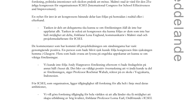 Välkommen till en världskongress om skolan