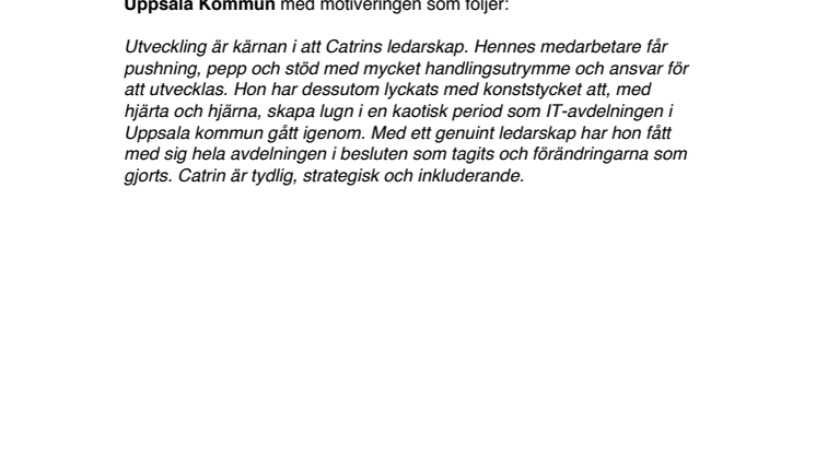 Årets Offentliga Chef 2015 är Catrin Ditz!