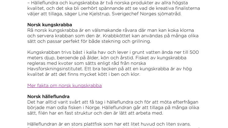 Norsk sjömat huvudråvaror på Årets Kock 2016