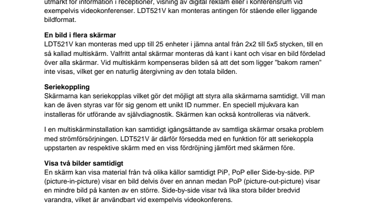 PROFESSIONELL LCD MONITOR FRÅN MITSUBISHI ELECTRIC – LDT521V 