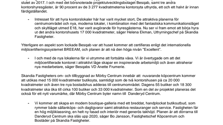 Klart för byggstart: Förnyelsen av Mörby Centrum påbörjas med redan fullsatt kontorshus