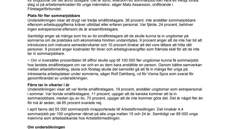 Många hinder för sommarjobb hos småföretagare