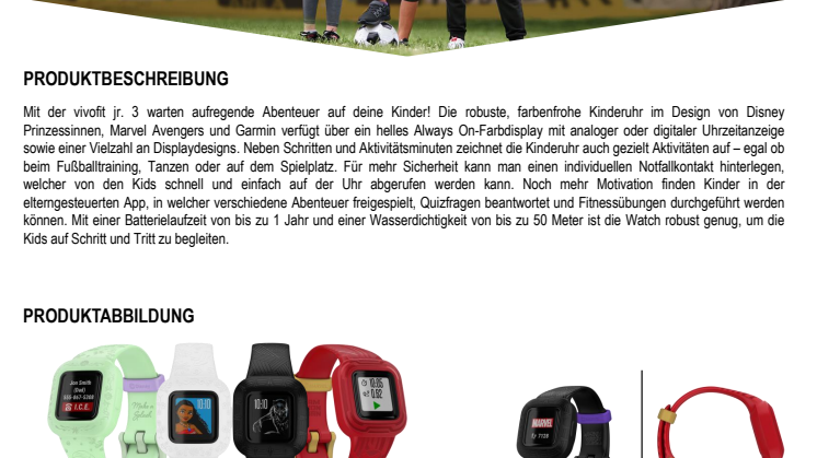 Datenblatt Garmin vívofit jr. 3