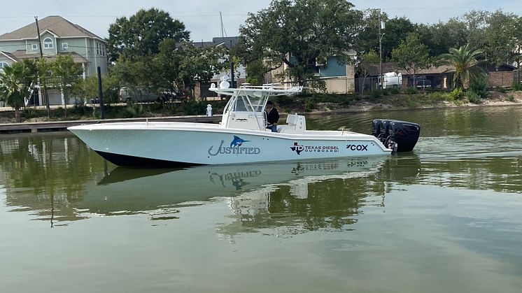 Cox Marine - Distributor Texas Diesel Outboard cruising on 'Justified'