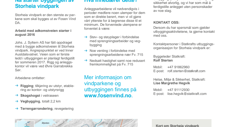 Nyhetsbrev Storheia vindpark 1# - 2016