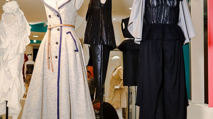 Clothing created by students and inspired by the past is on display. Image by Maddie Gunson