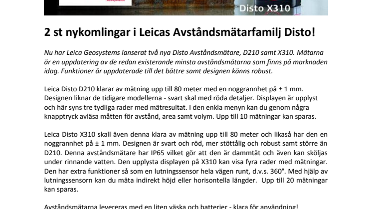 Leica lanserar två nya avståndsmätare!