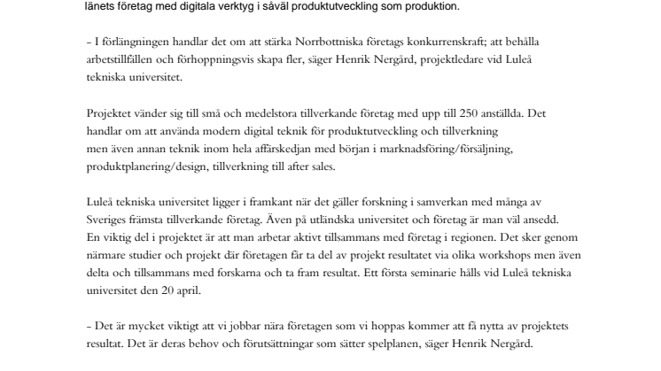 Nytt projekt ger Norrbottens företag digitalt stöd