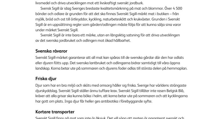 Fakta Svenskt Sigill